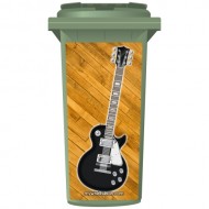 Black Fender Style Electric Guitar Wheelie Bin Sticker Panel